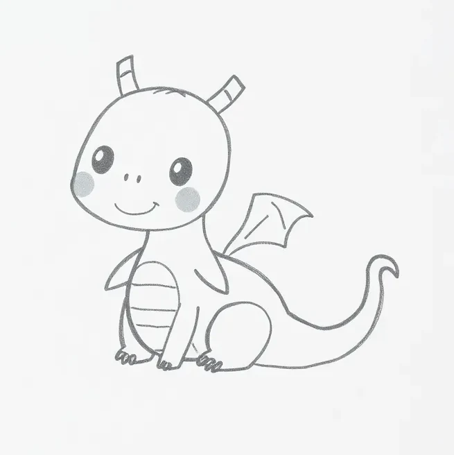 A pencil doodle of a dragon