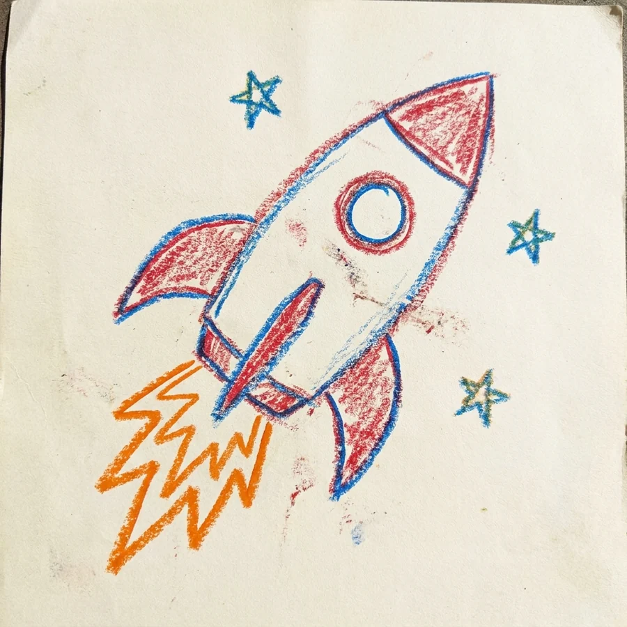 The original doodle: a rocket ship